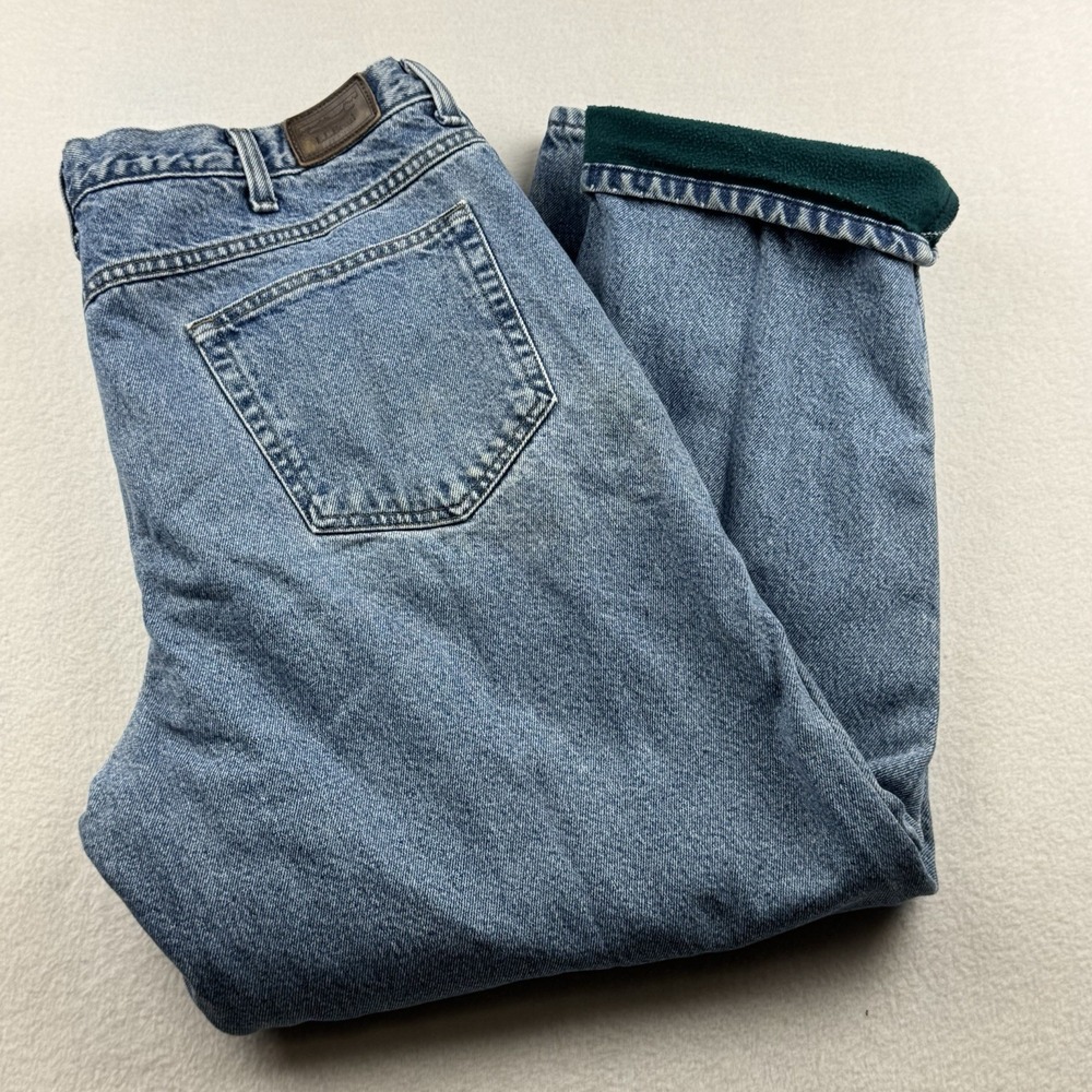 LL Bean Jeans Mens 40x30 Blue Classic Fit Fleece Lined Denim‎ Pants Winter Warm